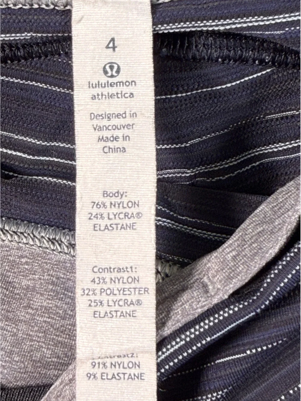 Lululemon Pace Rival Crop Leggings in Cyber Stripe Naval Blue Black, Size 4